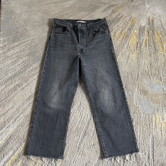 Levi’s jeans premium ribcage straight ankle high rise black button fly 31 - Picture 2 of 15